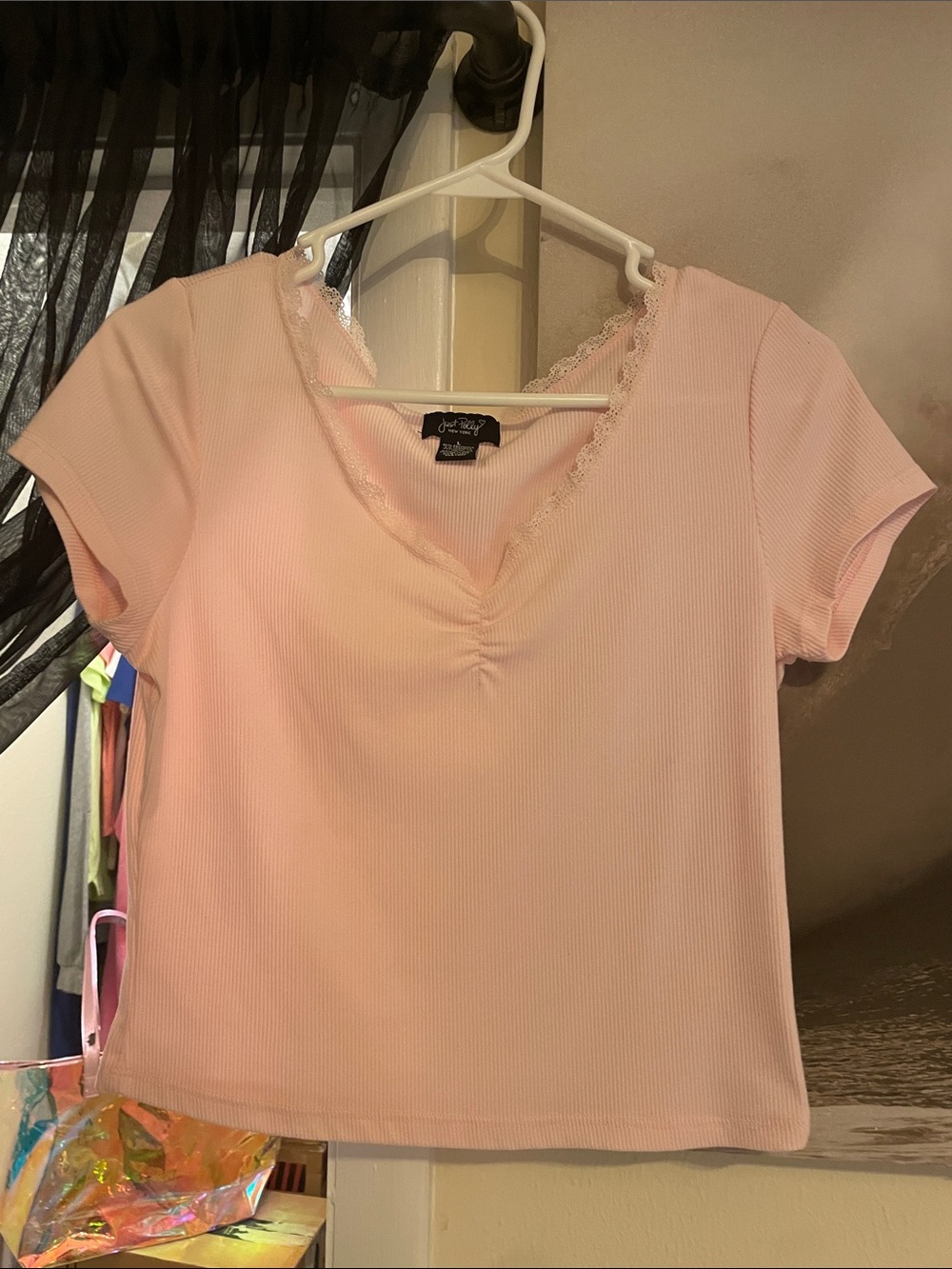 NWOT Lacy Ribbed Crop Top (L)